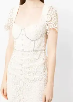 Cream Rose Lace Midi Dress for rent on The Volte - image 5