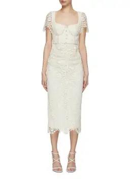 Cream Rose Lace Midi Dress for rent on The Volte - image 6