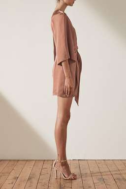 Shona Joy Sawyer Tie Front Mini Dress Beige Size 14 for rent on The Volte - image 4