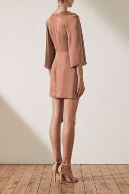 Shona Joy Sawyer Tie Front Mini Dress Beige Size 14 for rent on The Volte - image 3