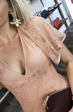 Stevie May peach lace midi dress for rent on The Volte - image 3