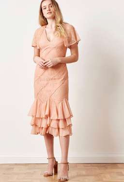 Stevie May peach lace midi dress for rent on The Volte - image 4