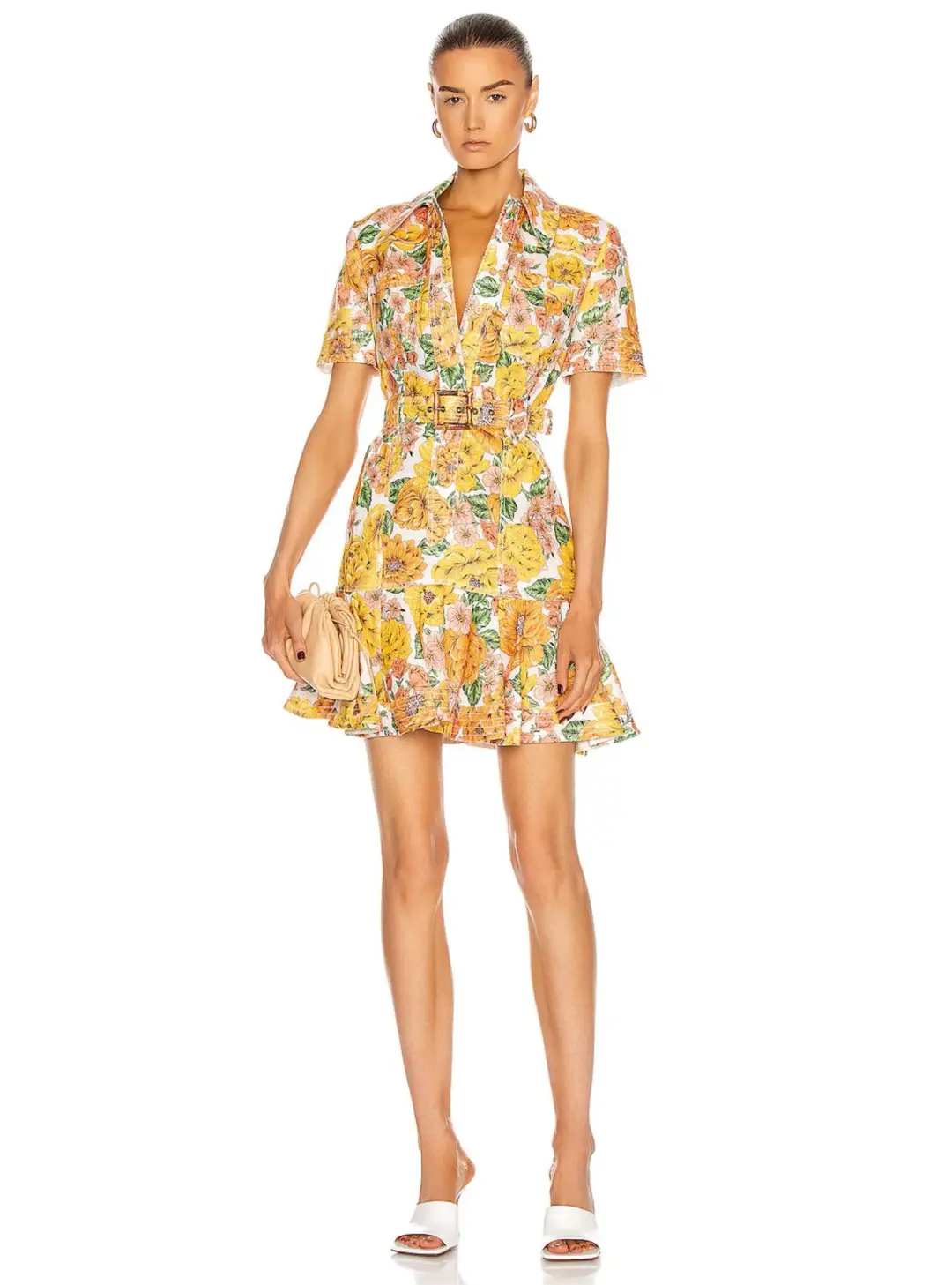 Zimmermann Poppy Belted Mini Dress Sunshine Floral Size 6 for rent on The Volte - main image