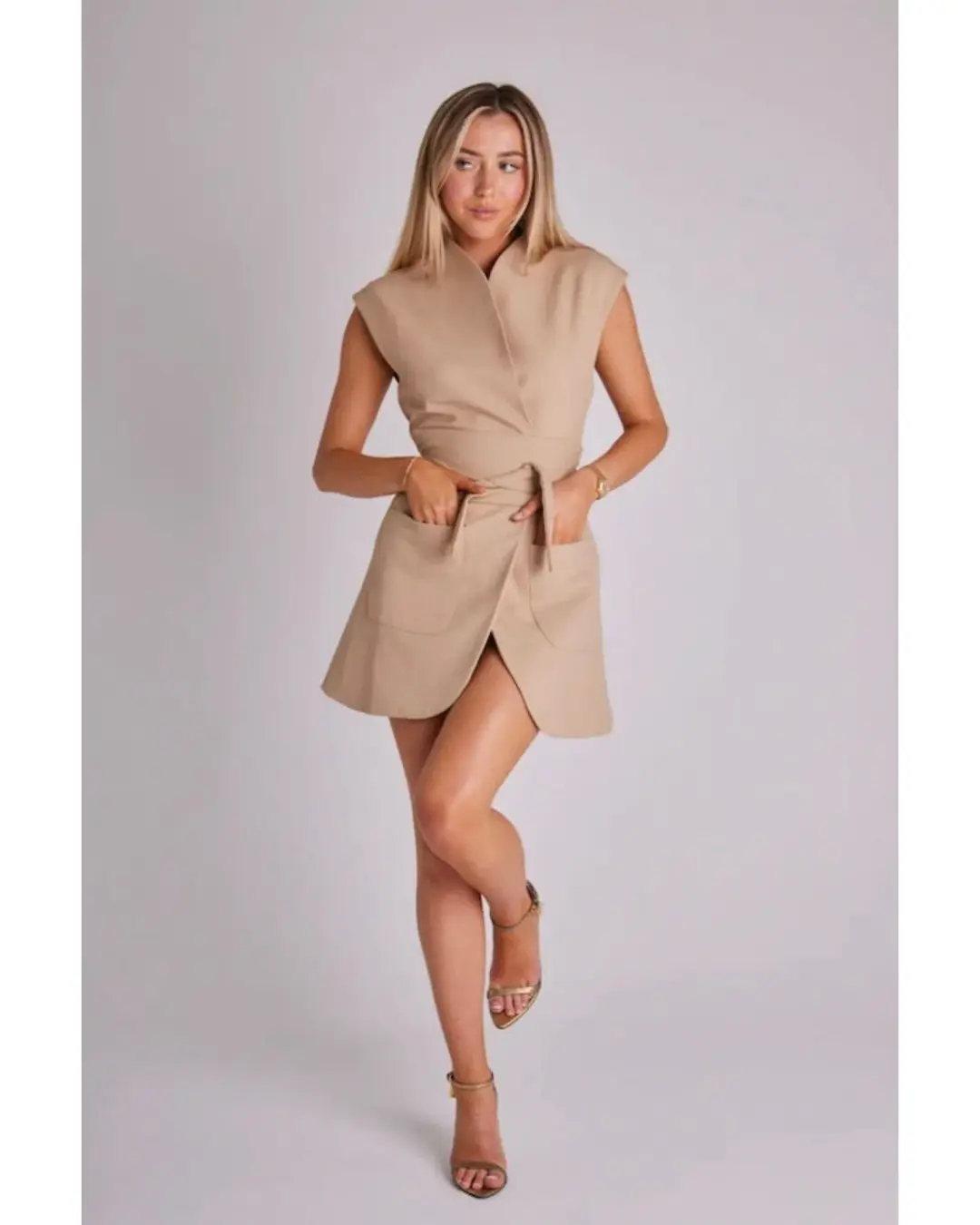 Odd Muse Ultimate Muse Sleeveless Dress Beige Size AU 12 for rent on The Volte - main image