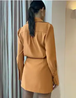 By Johnny Margot Mini Shirt Dress in Clay Size AU 14 for rent on The Volte - image 3