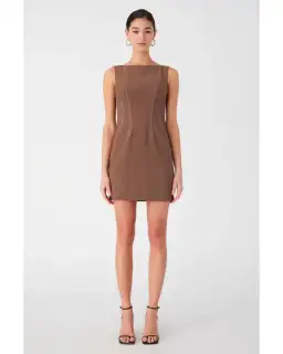 MISHA Micha Mini Dress Brown Size 12 for rent on The Volte - image 1