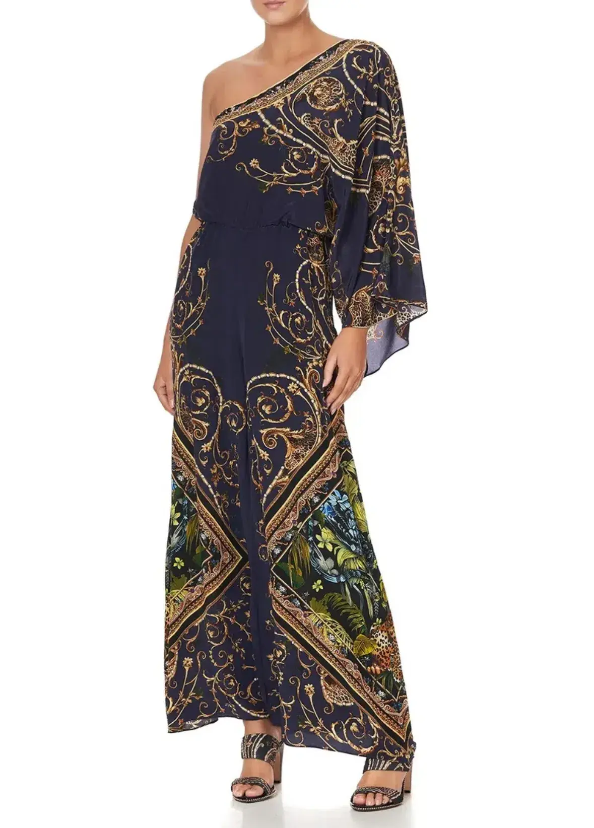 Camilla One Shoulder Flared Jumpsuit Seven Day Weekend Print Size L / AU 14 - Image 1