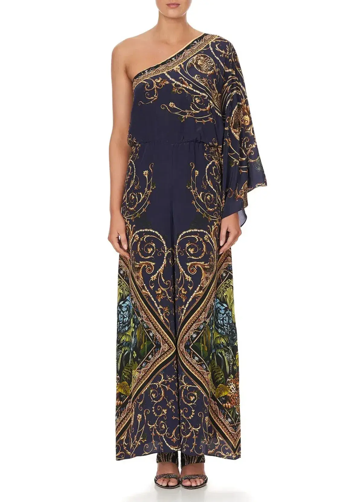 Camilla One Shoulder Flared Jumpsuit Seven Day Weekend Print Size L / AU 14 - Image 4