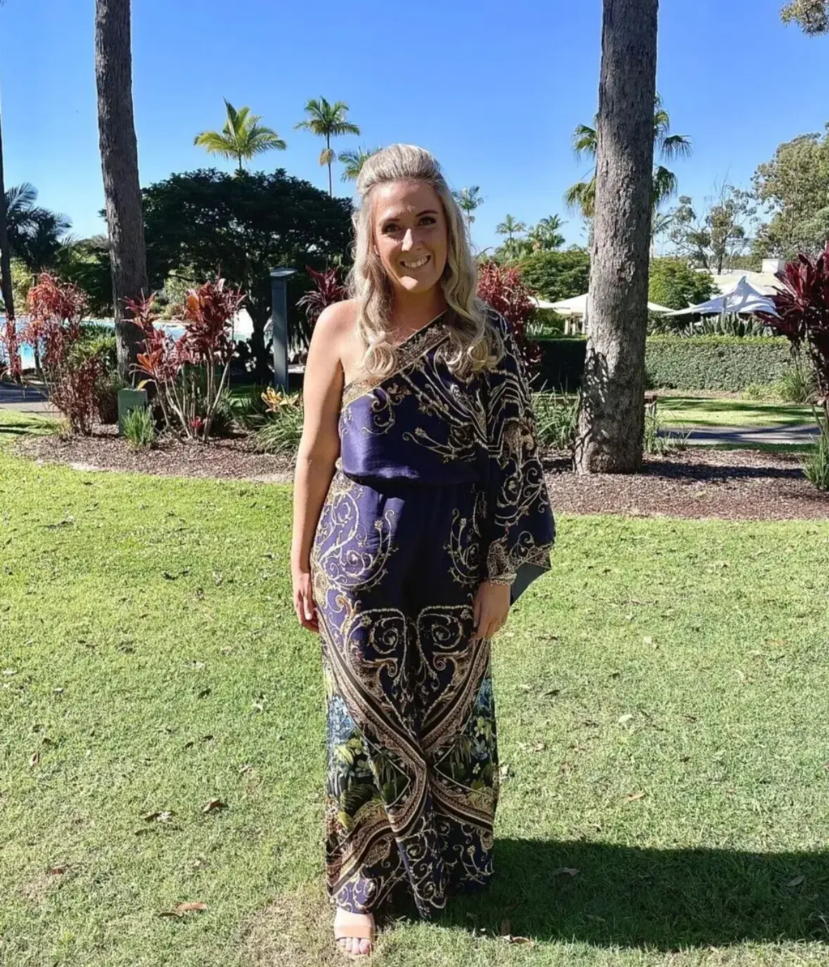 Camilla One Shoulder Flared Jumpsuit Seven Day Weekend Print Size L / AU 14 - Image 6