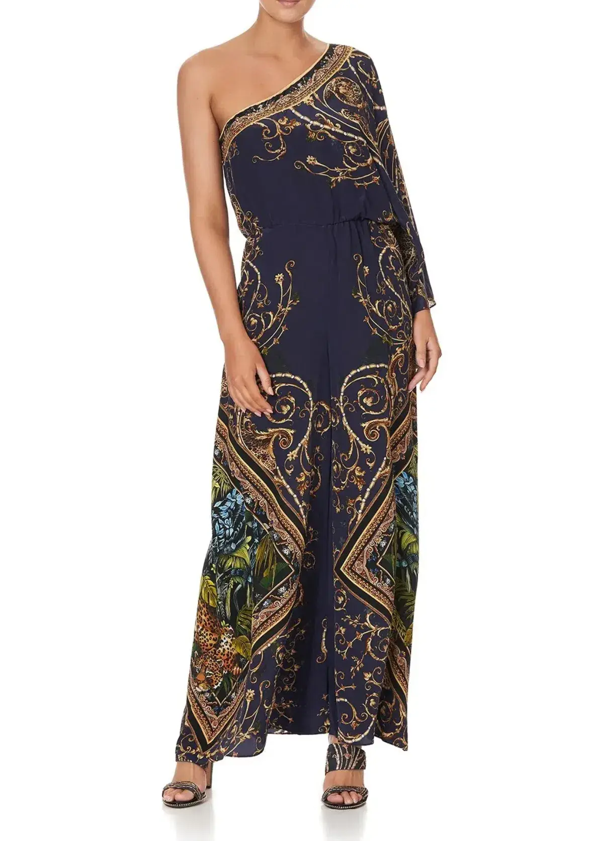 Camilla One Shoulder Flared Jumpsuit Seven Day Weekend Print Size L / AU 14 - Image 3
