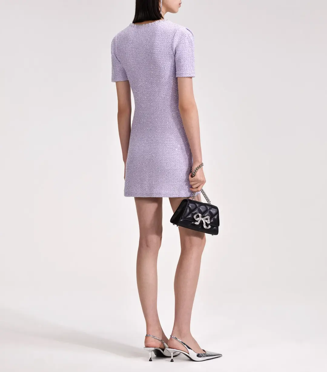 Self Portrait Sequin Knit Mini Dress Lilac Size S / AU 8 for rent on The Volte - main image