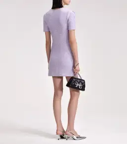 Self Portrait Sequin Knit Mini Dress Lilac Size S / AU 8 for rent on The Volte - image 2