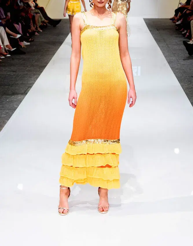 Love, Bonfire The Label Eternal Sunshine Knit Dress Yellow Multi Size 10 for rent on The Volte - main image