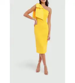 Rebecca Vallance Calla One Shoulder Dress Yellow Size 6