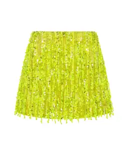 Aje Sequin Micro Mini Skirt Chartreuse Green Size 8 for rent on The Volte - image 3