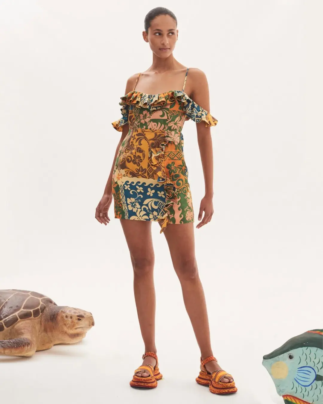 Alemais Archie Flounce Mini Dress Print Size 10 for rent on The Volte - main image