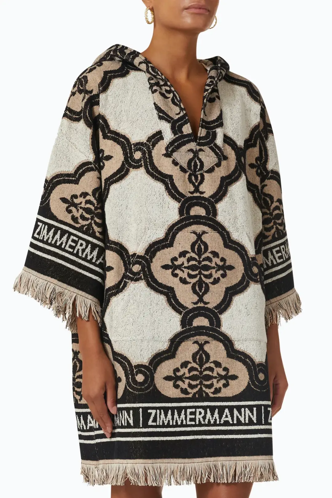 Zimmermann Clover Terry Towel Mini Dress in Cream Black Size 2 / AU 12 for rent on The Volte - main image