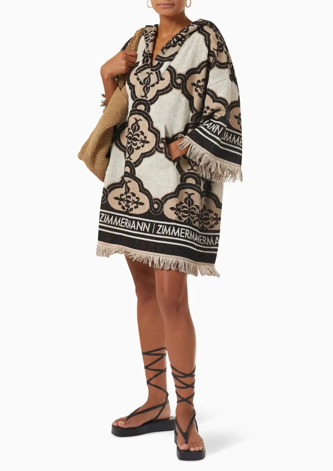 Zimmermann Clover Terry Towel Mini Dress in Cream Black Size 2 / AU 12 for rent on The Volte - main image