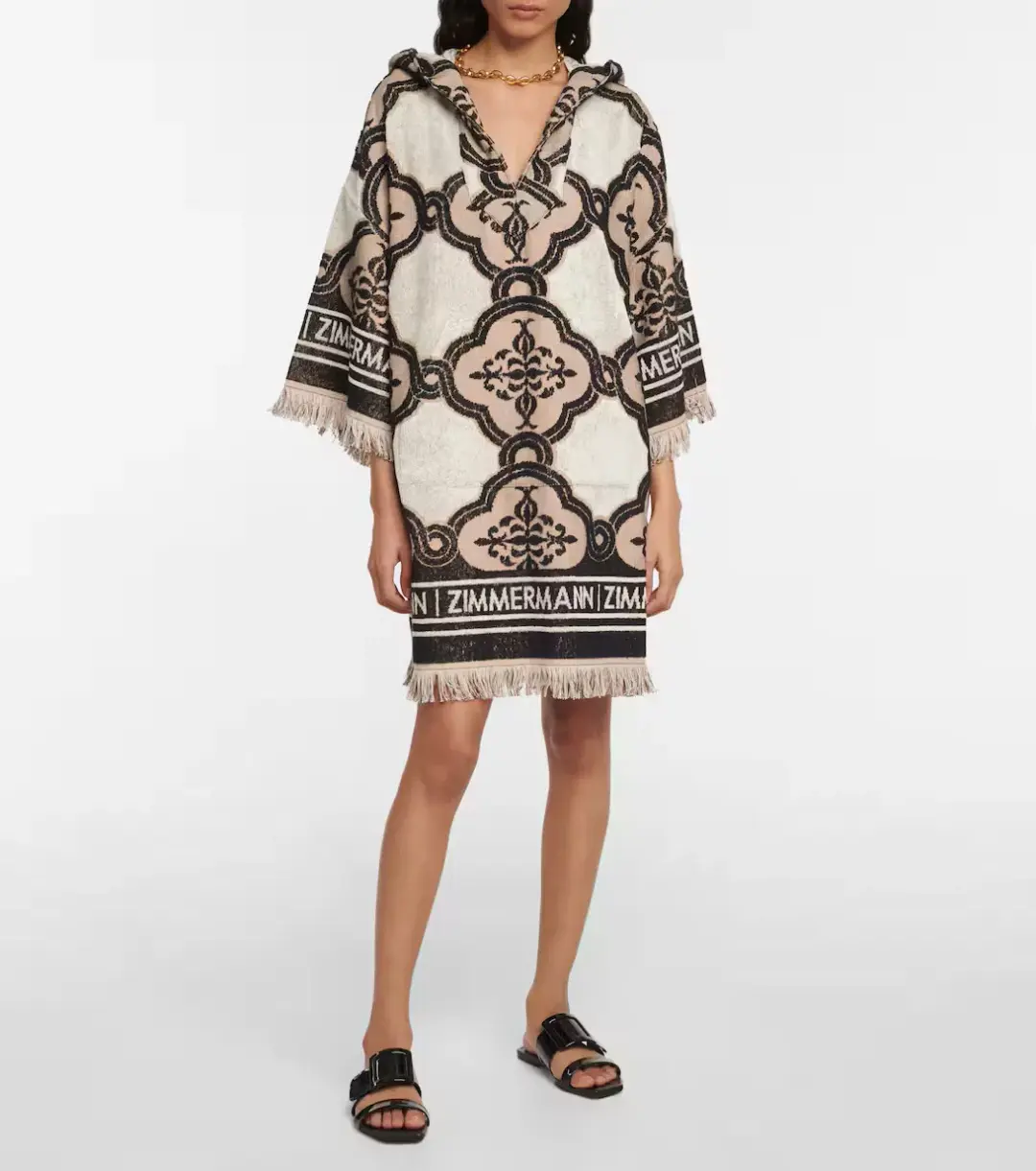 Zimmermann Clover Terry Towel Mini Dress in Cream Black Size 2 / AU 12 for rent on The Volte - main image