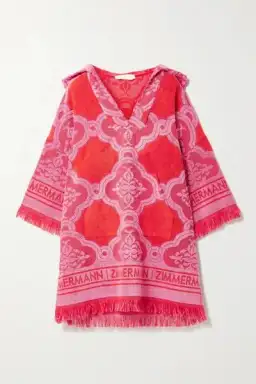 Zimmermann Poppy Fringed Terry Towel Mini Dress Red Pink Size 1 / AU 10 for rent on The Volte - image 8