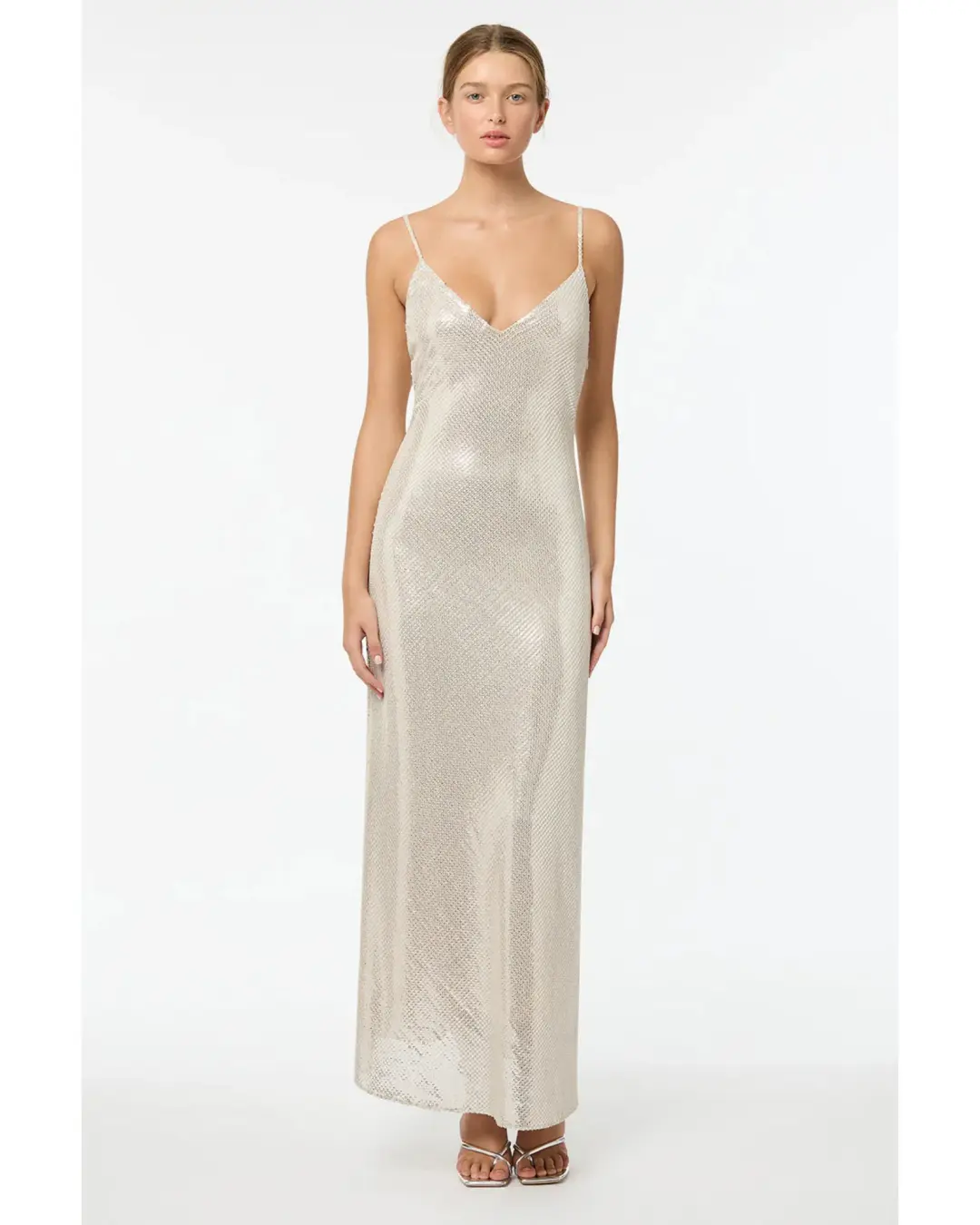 Manning Cartell High Voltage Slip Dress Nude Silver Size AU 8 for rent on The Volte - main image