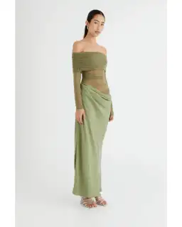 Benni Yasmin Off Shoulder Maxi Dress Pistachio Size AU 10 for rent on The Volte - image 2
