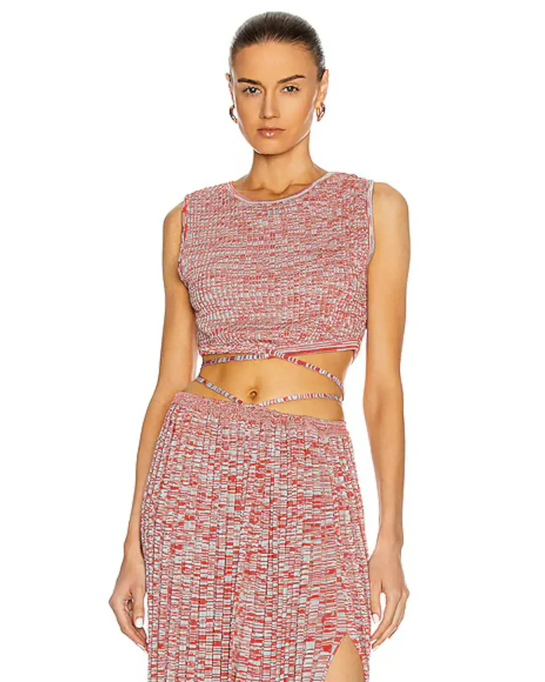 Christopher Esber Pleated Knit Set in Red Size XS / AU 6 for rent on The Volte - main image
