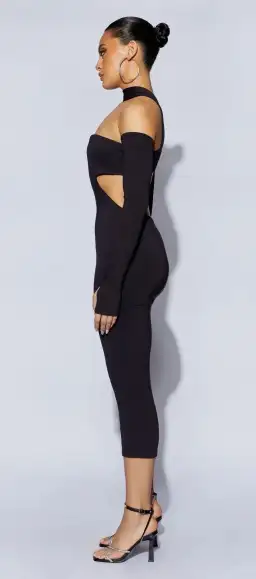 Meshki Demie Neckband Midi Dress With Fingerless Gloves Black Size S / AU 8 for rent on The Volte - image 4