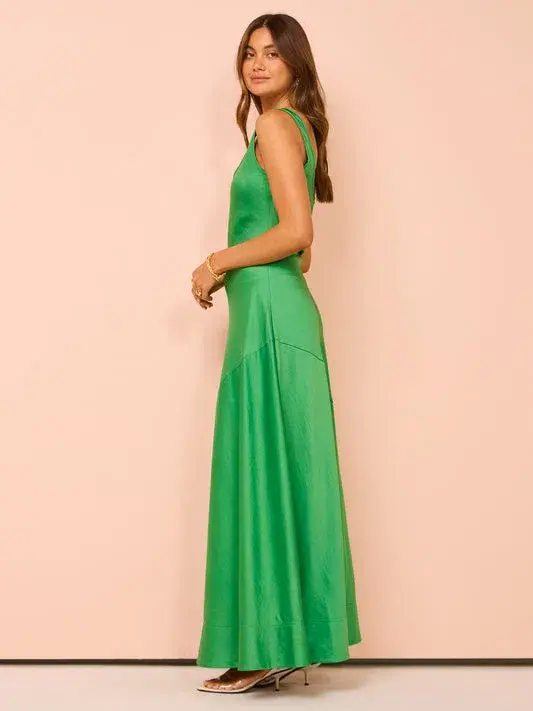 By Nicola Beneath the Stars Bias Cut Slip Dress Verde Size 16 for rent on The Volte - main image