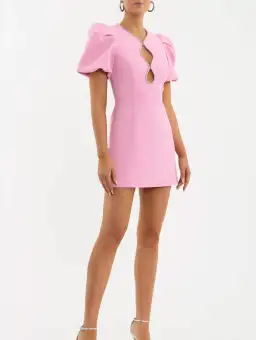 Rebecca Vallance Karina Puff Sleeve Mini Dress Pink Size 8 for rent on The Volte - image 5