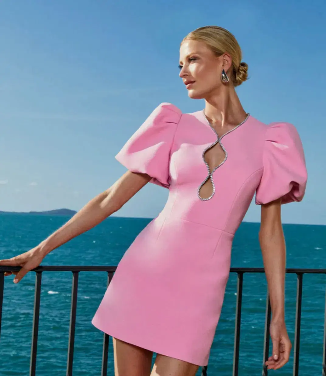 Rebecca Vallance Karina Puff Sleeve Mini Dress Pink Size 8 for rent on The Volte - main image
