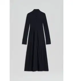 Scanlan Theodore Crepe Knit Button Polo Midi Dress in Navy Size 6 for rent on The Volte - image 4