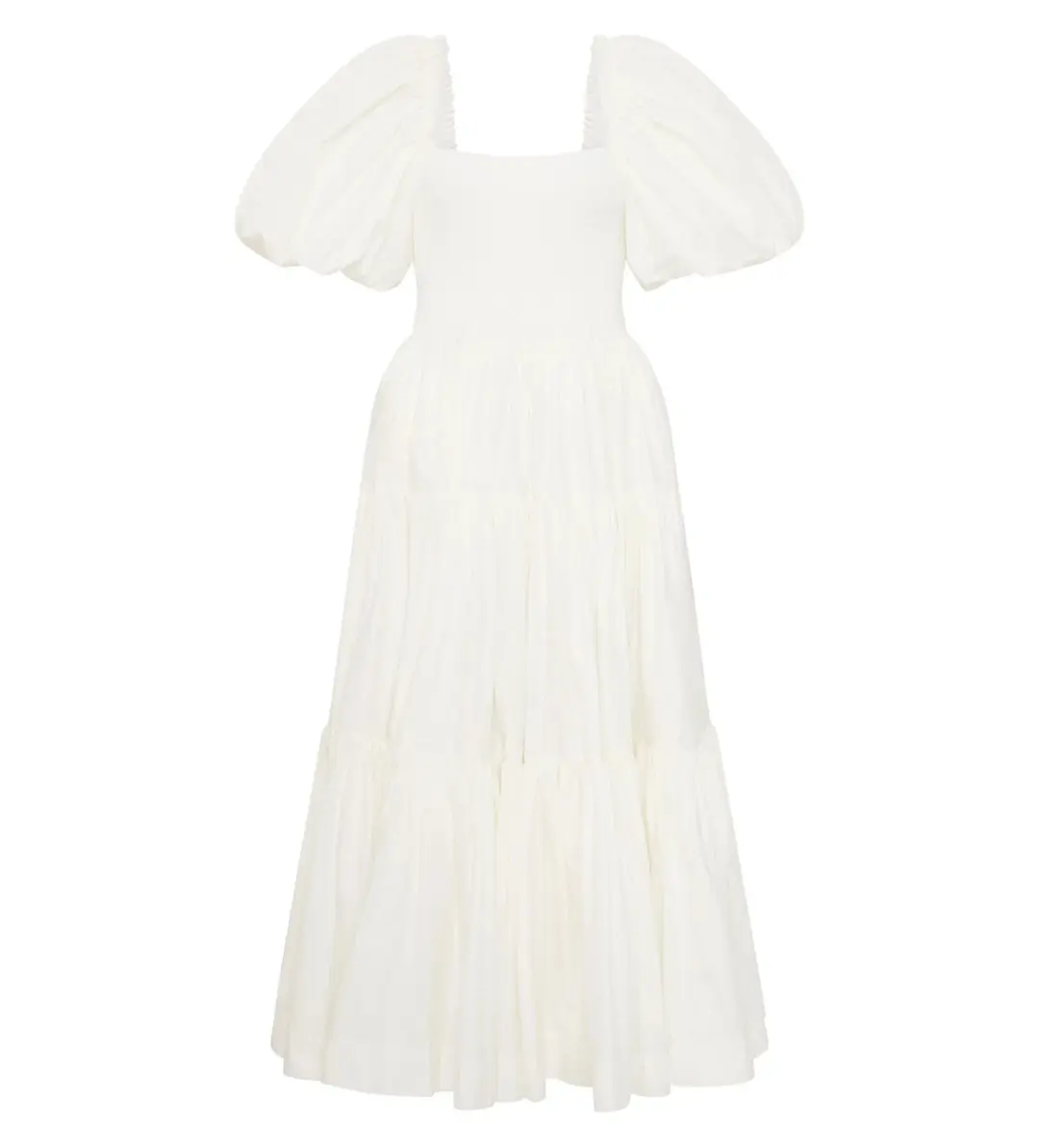 Aje Casa Puff Sleeve Midi Dress White Size 10 for rent on The Volte - main image
