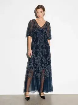 Moss and Spy Desiree Evening Dress Navy Size 8