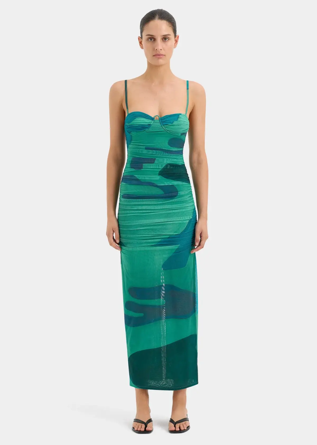 Sir the Label Frankie Gathered Midi Dress Emerald Reflection Size 1 / AU 8 - Image 1