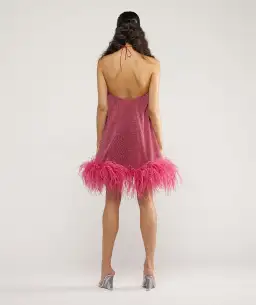 Oseree Lumière Plumage Necklace Short Dress in Raspberry Size S/M for rent on The Volte - image 2