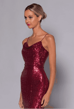 Bariano Sequin Burgundy Gown Size 10 for rent on The Volte - image 2