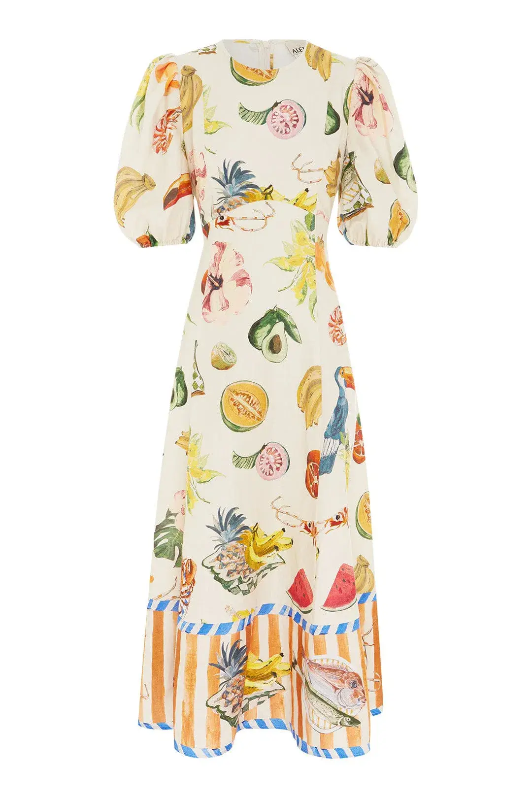 Alemais Theo Midi Dress Ivory Print Size AU 16 for rent on The Volte - main image