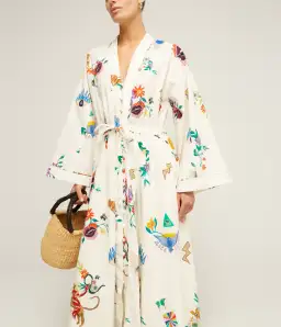 Alemais Meagan Cotton Poplin Kaftan Dress Cream Multi Size 14 for rent on The Volte - image 2