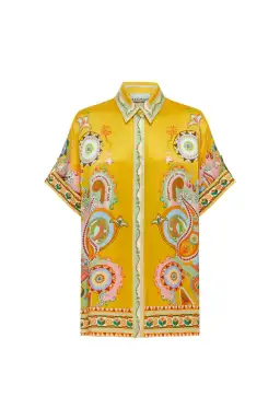 Alemais Pinball Silk Shirt and Pants Yellow Multi Size AU 16 for rent on The Volte - image 3