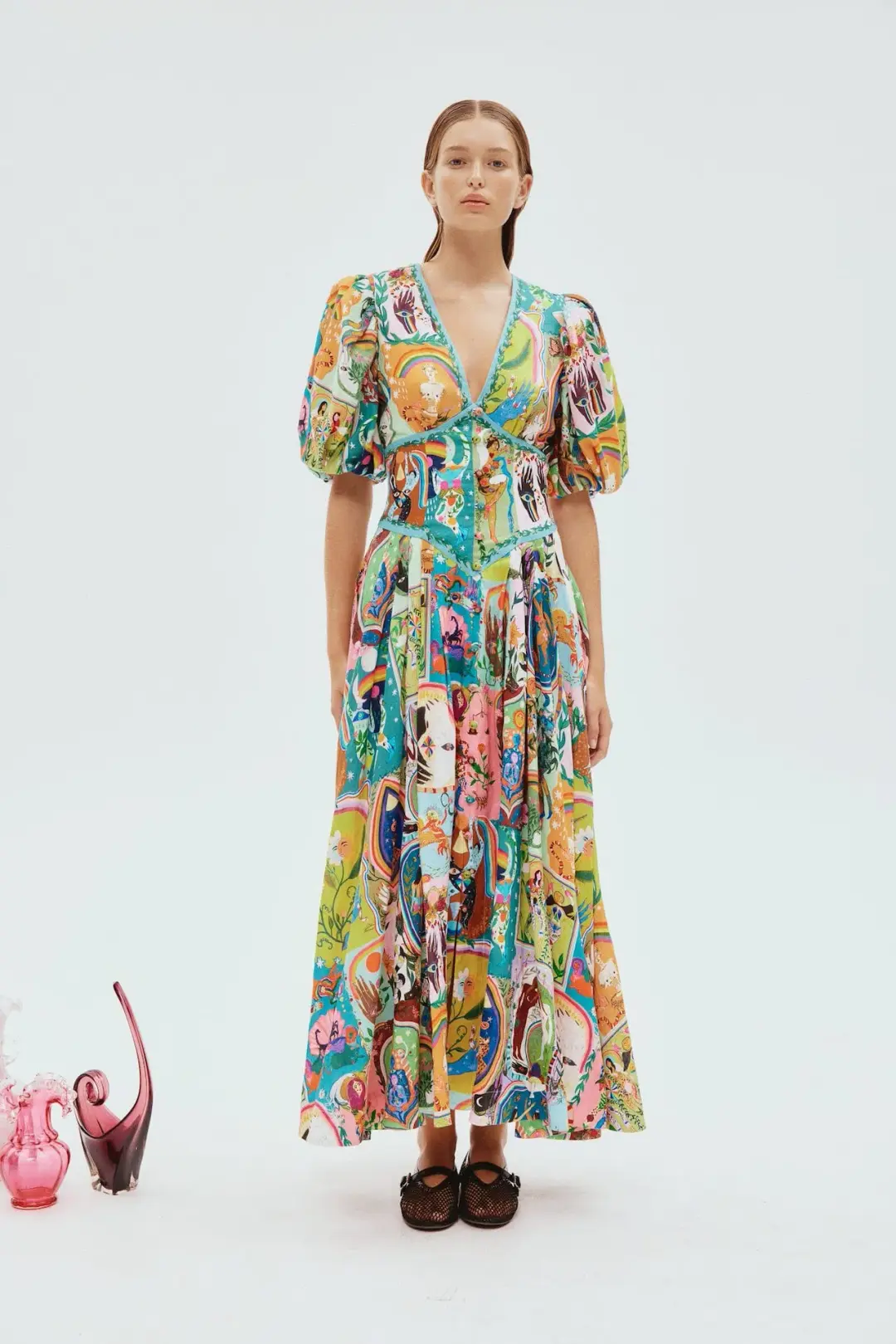 Alemais Evergreen Midi Dress Multi Size AU 16 for rent on The Volte - main image