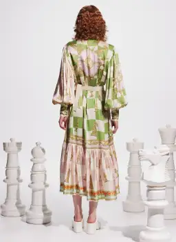 Alemais Checkmate Silk Midi Shirtdress Multi Size 16 for rent on The Volte - image 3