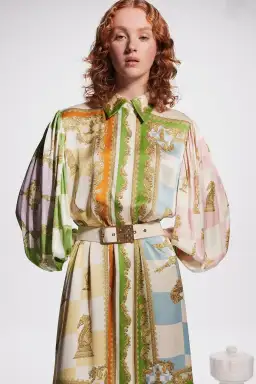 Alemais Checkmate Silk Midi Shirtdress Multi Size 16 for rent on The Volte - image 2