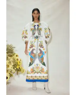 Alemais Effie Puff Sleeve Midi Dress Multi Size AU 12