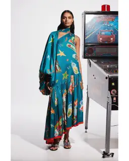 Alemais Rollers Gown Blue Print Size AU 16 for rent on The Volte - image 1