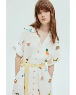 Alemais Blue Marlin Embroidered Shirtdress Print Size AU 16 for rent on The Volte - image 3