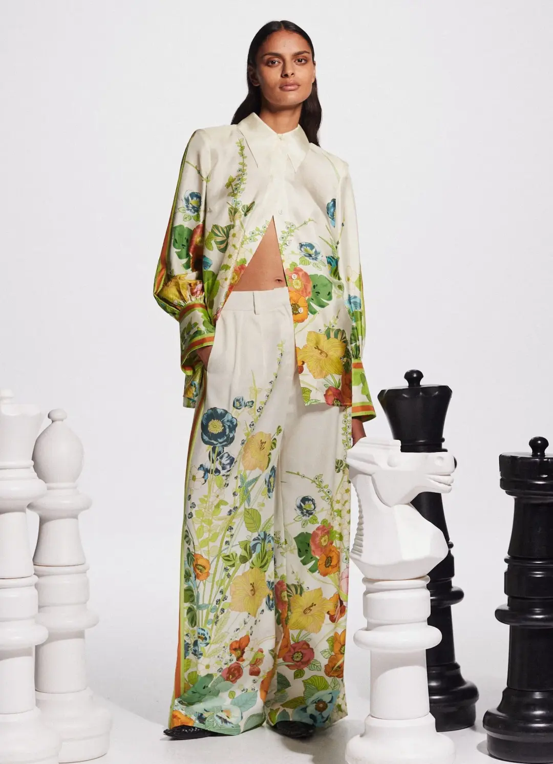 Alemais Constance Shirt and Pants Set Cream Floral Size 16 for rent on The Volte - main image