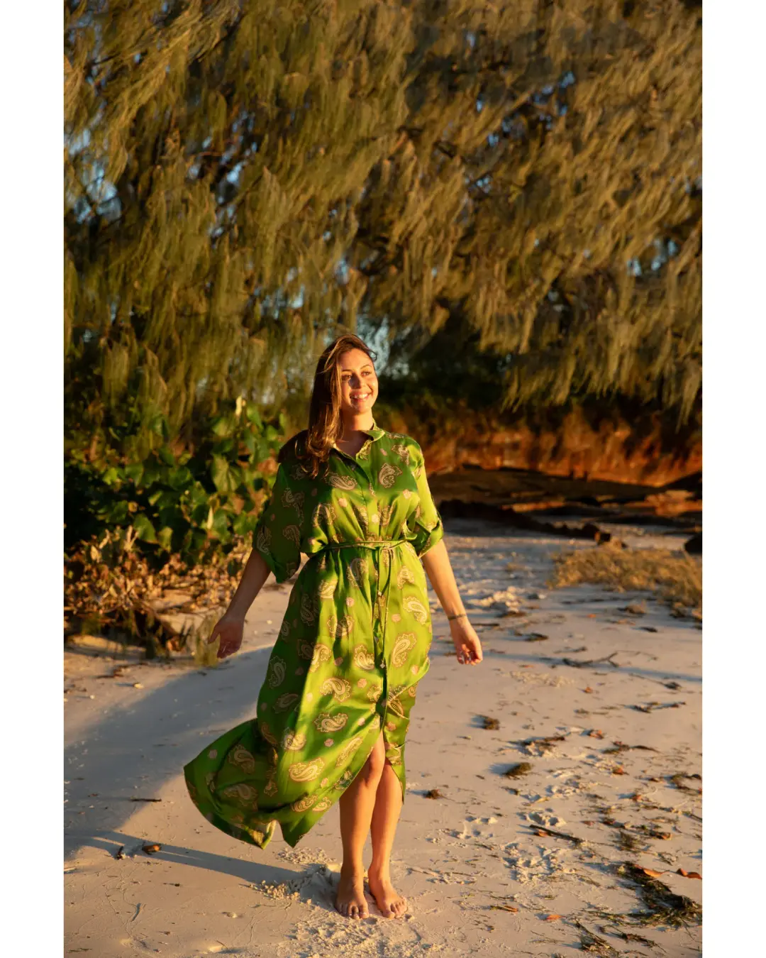 Alemais Dice Silk Shirtdress Green Size AU 16 for rent on The Volte - main image
