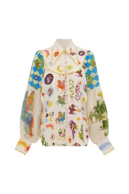 Alemais Lou Balloon Sleeve Shirt Multi Size 14 for rent on The Volte - image 4