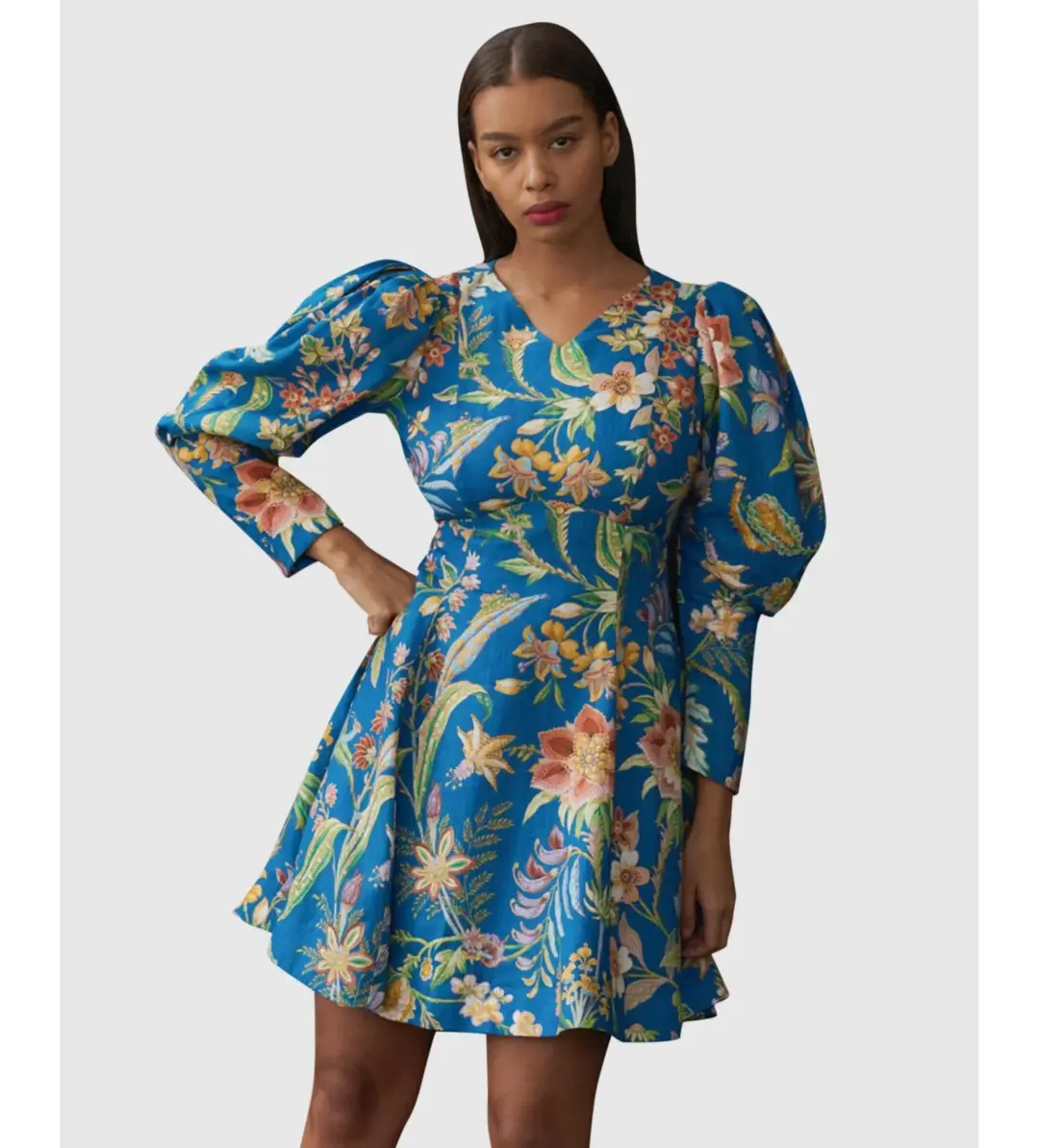 Alemais June Mini Dress Indigo Floral Size AU 16 for rent on The Volte - main image